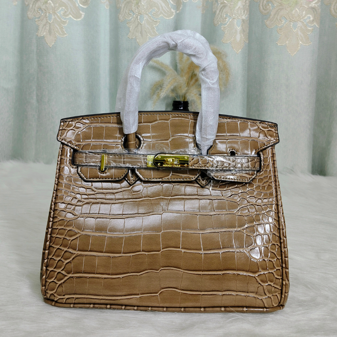 Luxury Crocodile Pattern Birkin Style Handbag